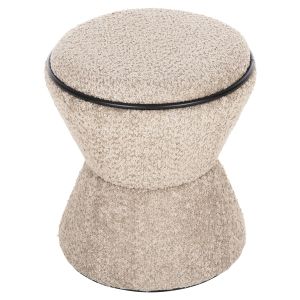 Табуретка Linner Hm9604,08 бежово букле с черни детайли D38,5x43hcm