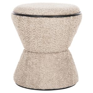Табуретка Linner Hm9604,08 бежово букле с черни детайли D38,5x43hcm