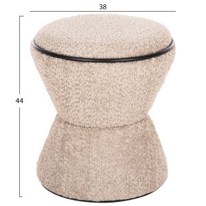 Табуретка Linner Hm9604,08 бежово букле с черни детайли D38,5x43hcm