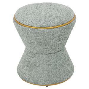Табуретка Linner Hm9604,15 букле цвят шам фъстък със златни детайли D38,5x43hcm