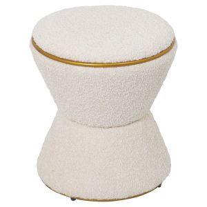 Табуретка Linner Hm9604,16 букле цвят екрю със златни детайли D38,5x43hcm