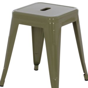 Табуретка Melita Relix Hm0096.43 метална в цвят тъмна маслина 37x37x45hсм.