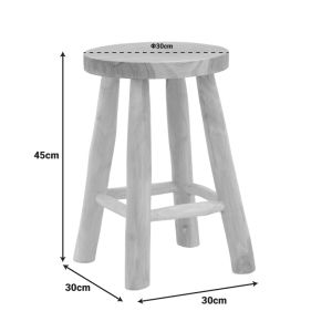 Sega stool, natural color, teak wood, D30x45cm