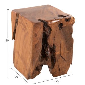 Табуретка ниска височина Kumo тиково дърво масив в естествен цвят 30x30x40hcm Hm7893
