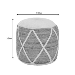 Табуретка от юта Maroc в естествен и бял нюанс D40x45см