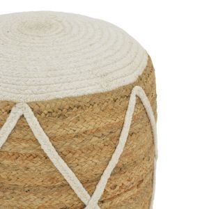 Табуретка от юта Maroc в естествен и бял нюанс D40x45см