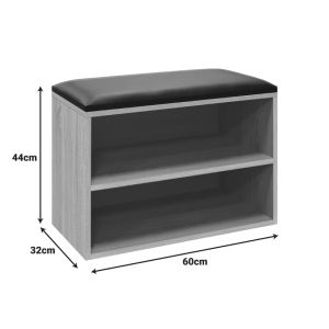 Табуретка с място за обувки Kiana 4 чифта в цвят сиво-дъб 60x32x44см