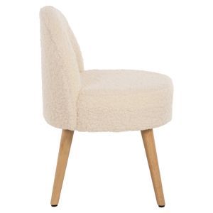 Табуретка с ниска облегалка Yasmine Hm8395,23 бяло букле с дървени крака 47x46x64,5hcm