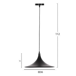 Ceiling pendant lamp Hm4133 aluminum in black gold D36x112hcm