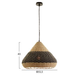 Ceiling hanging lamp Hm4354 natural rattan-paper rope-natural black color D54x42-145hcm