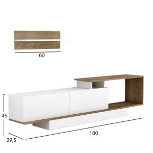 Тв композиция Garcelle Hm8904,11 от меламин цвят бял/натурален 180x29,6x45hcm