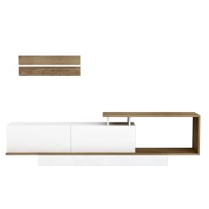 Тв композиция Garcelle Hm8904,11 от меламин цвят бял/натурален 180x29,6x45hcm