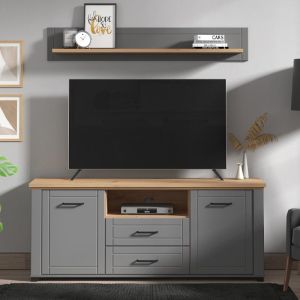 Тв мебел 'valencia Tv 160' цвят дъб-сив мат 161x41x66,5cm F,m,a