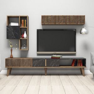 Тв секция Hm9438,03 меламин в орех-черен мрамор 180x35x40hcm
