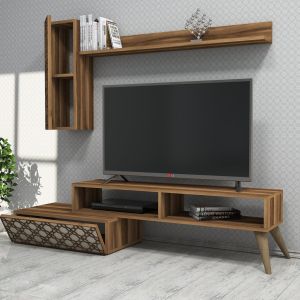 Тв секция Hm9518,02 меламин в цвят орех и крем 150x37,2x37,8hcm