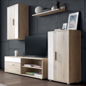 Тв секция Zafira цвят сонома/бял 200x35x190cm