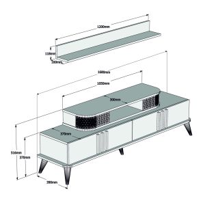Тв секция комплект Hm9515,02 меламин в цвят орех 168x39x51,6hcm