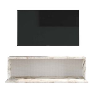 Serit TV stand made of melamine with marble effect, ivory color 100x31.5x29.6cm
