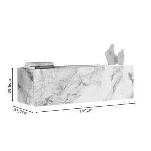 Serit TV stand made of melamine with marble effect, ivory color 100x31.5x29.6cm
