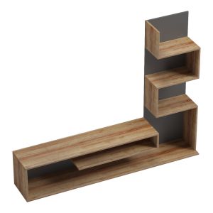 Тв шкаф Cazenda с библиотека в цвят дъб и тъмносив цвят 160x29x126 см