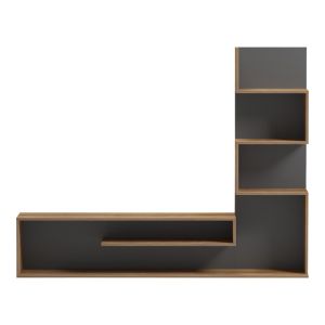 Тв шкаф Cazenda с библиотека в цвят дъб и тъмносив цвят 160x29x126 см