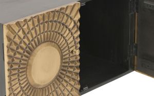 Тв шкаф Golden Eye мангово дърво масив златен метален обков 130х40х60cm