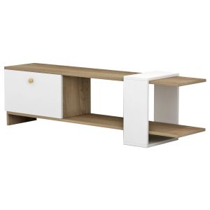 Тв шкаф Henriette Hm8900,11 от меламин цвят бял/сонома 120x25x37hcm