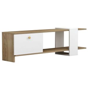 Тв шкаф Henriette Hm8900,11 от меламин цвят бял/сонома 120x25x37hcm