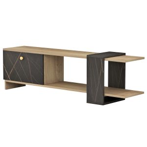 Тв шкаф Henriette Hm8900,12 от меламин цвят сонома/черен мрамор 120x25x37hcm