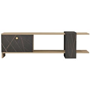 Тв шкаф Henriette Hm8900,12 от меламин цвят сонома/черен мрамор 120x25x37hcm