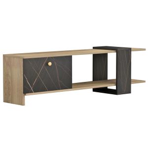 Тв шкаф Henriette Hm8900,12 от меламин цвят сонома/черен мрамор 120x25x37hcm