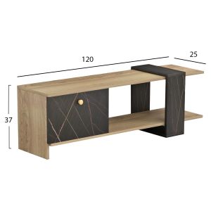 Тв шкаф Henriette Hm8900,12 от меламин цвят сонома/черен мрамор 120x25x37hcm