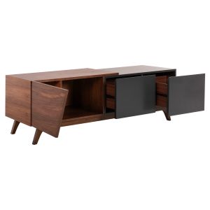 Тв шкаф Hudson Hm9748 от Mdf с фурнир цвят орех 180x40x50hcm