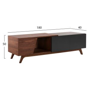 Тв шкаф Hudson Hm9748 от Mdf с фурнир цвят орех 180x40x50hcm