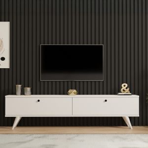 Тв шкаф Jate в бяло 160x25x40см