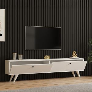 Тв шкаф Jate в бяло 160x25x40см