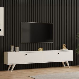 Тв шкаф Jate в бяло 160x25x40см