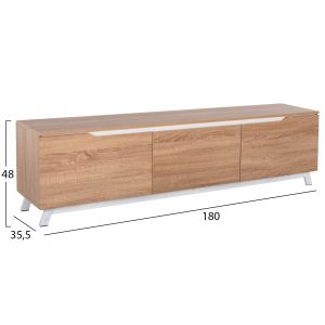 Тв шкаф Kimia Hm8902,13 от меламин цвят бял/сонома 180χ35χ48,5hcm