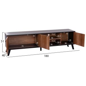 Тв шкаф Kruden HM9447.11 меламин в черно - натурално 180x40x51всм.