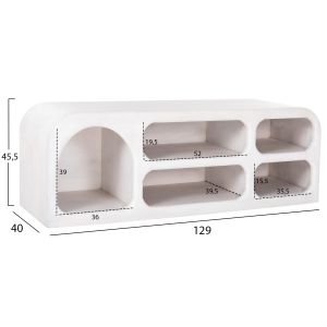 TV cabinet Santorini Wood Handyr solid mango wood white color 130x40x45hcm Hm9704