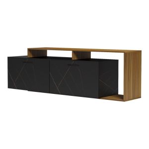 Tobler TV cabinet in walnut color with black marble 170x40x53cm