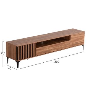 TV cabinet series Harry natural wood color-black MDF 200x40x47.5hcm Hm18008.01