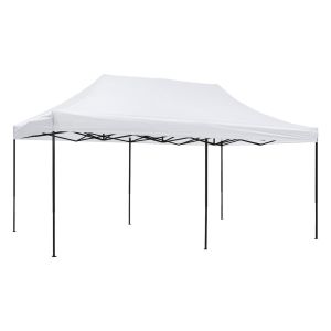 Matthew Hm6312 foldable awning - black metal frame - white awning 3x6x3,10cm