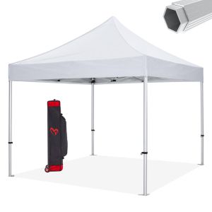 Matthew-al Hm6313 foldable awning - professional use - aluminum frame in silver-white abarium 3x3x3.43cm