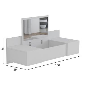 Тоалетка за стена Linde Hm8960,11 от бял меламин 100x39x33hcm