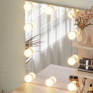 Тоалетка с Led светлини и рафтове Lauryn Hm2501.01 меламин в Sonama 75x40x134.5hcm.
