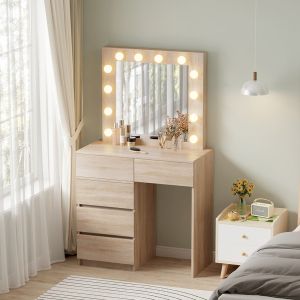 Тоалетка с Led светлини и чекмеджета Beyon Hm2500.01 меламин в Sonama 80x40x140hcm.