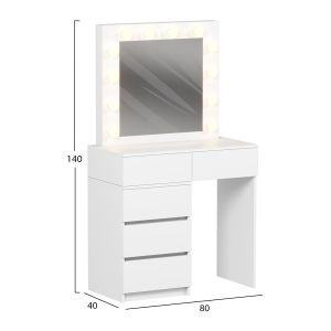 Тоалетка с Led светлини и чекмеджета Beyon Hm2500.03 меламин в бяло 80x40x140hcm.