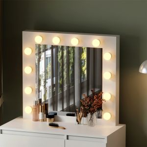 Тоалетка с Led светлини и чекмеджета Keitlin Hm2499.03 меламин в бяло 80x40x140hcm.