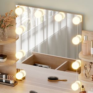 Тоалетка с Led светлиние-рафтове-чекмеджета Lauryn Hm2502.01 Sonama цвят 101.8x40x139.5hcm.